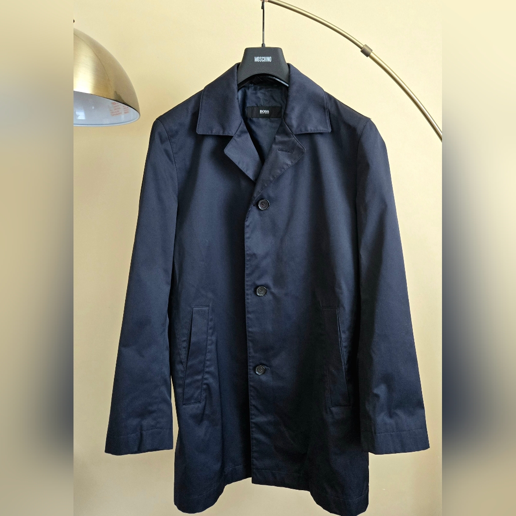Hugo Boss "Dais 12" Men's Dark Blue Water Repellent Trench Coat Size: M /40r
